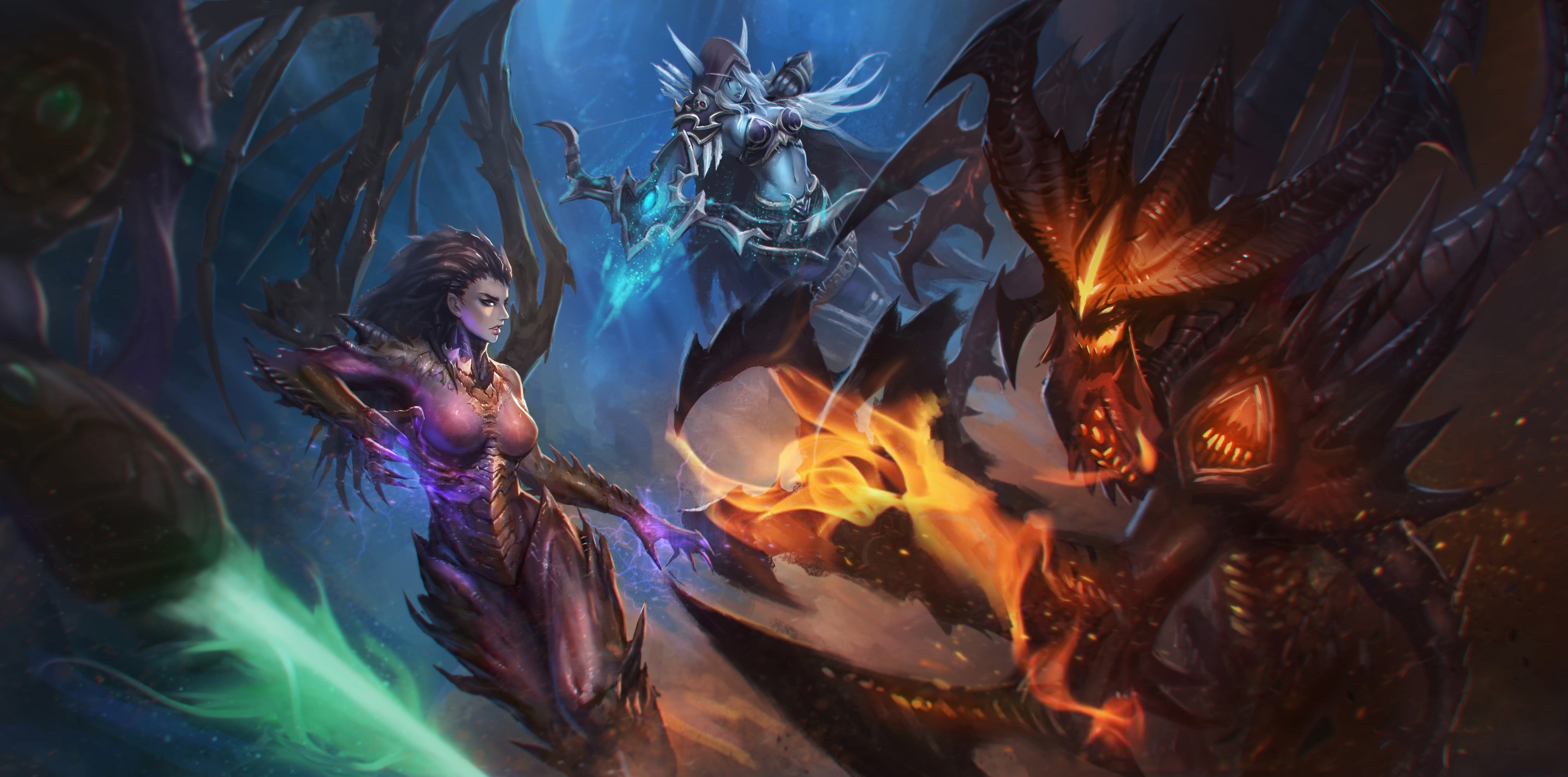 Starcraft 2 Kerrigan And Swarm , HD Wallpaper & Backgrounds