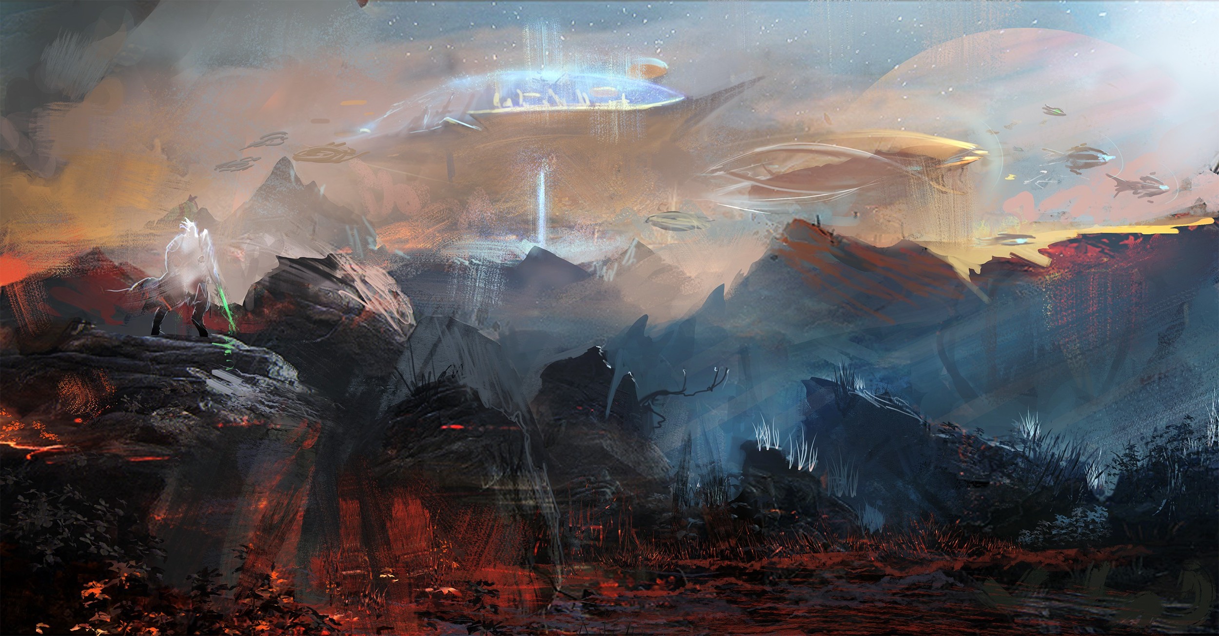 Artwork Fantasy Art Concept Art Planet Futuristic Warrior - Dark Background Concept Art , HD Wallpaper & Backgrounds