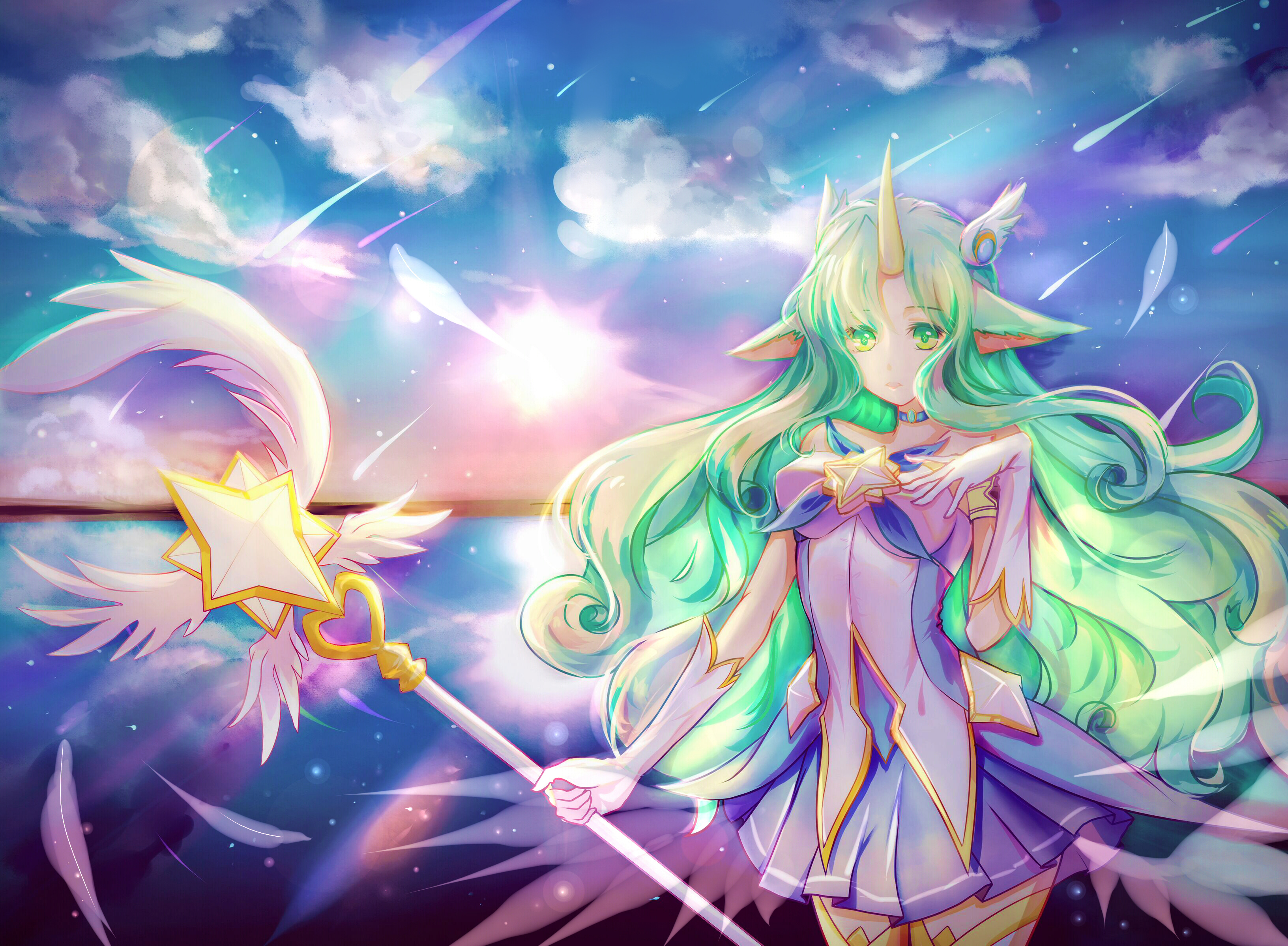 Star Guardian Soraka By 清明烟火 Hd Wallpaper Background - Star Guardian Soraka Background , HD Wallpaper & Backgrounds