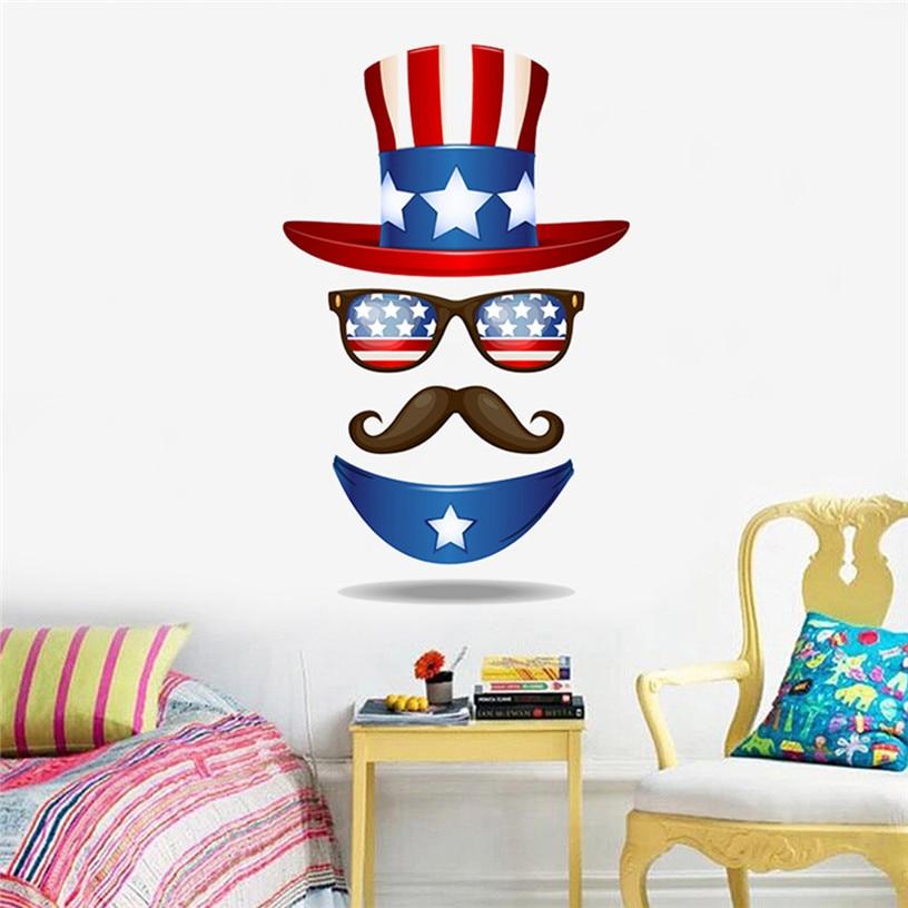 Independence Day Decor Hat Beard Vinyl Diy Wall Sticker Wall
