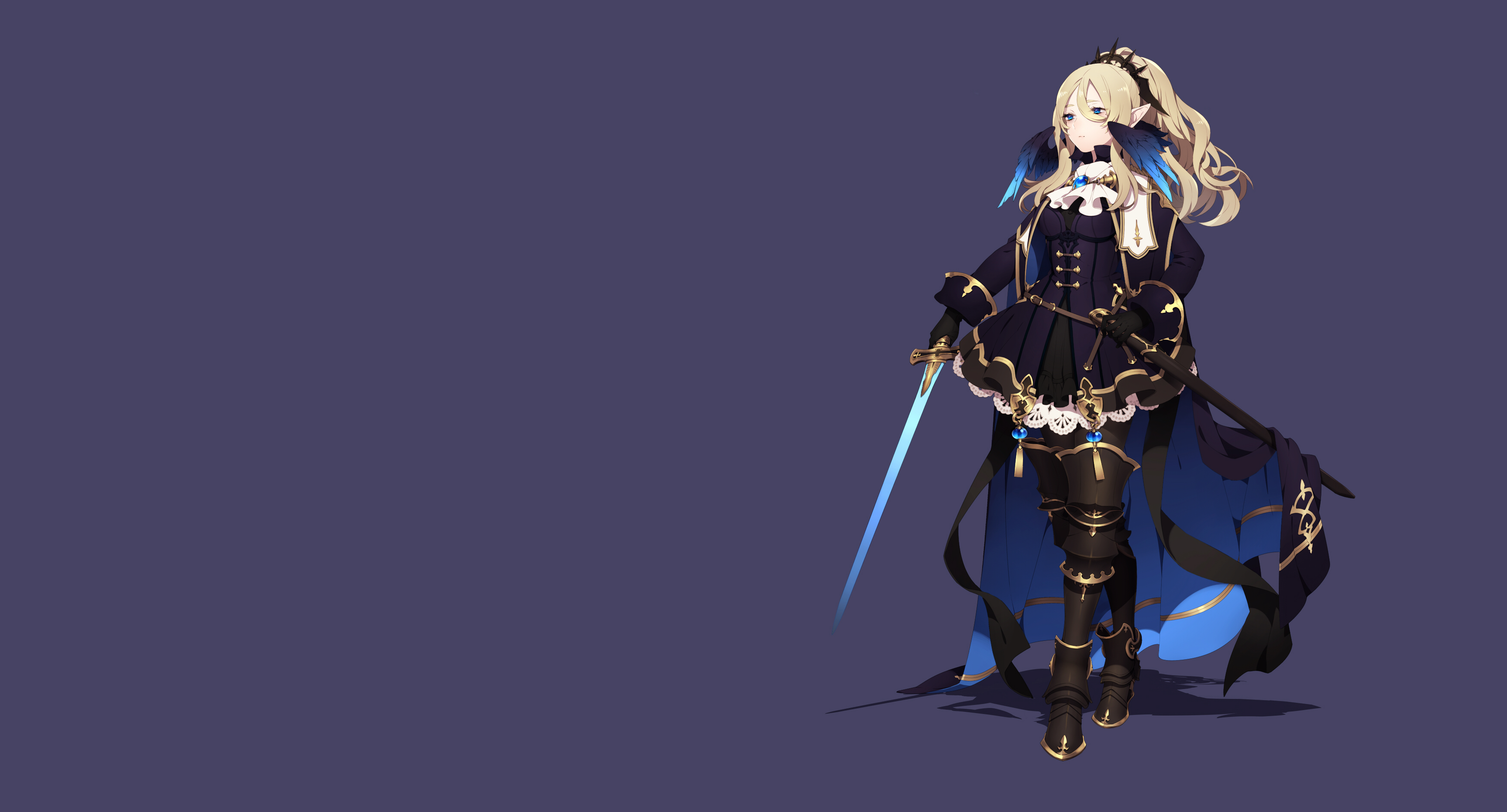 Blonde, Sword, Girl Wallpaper And Background - Female Anime Knight Armor , HD Wallpaper & Backgrounds