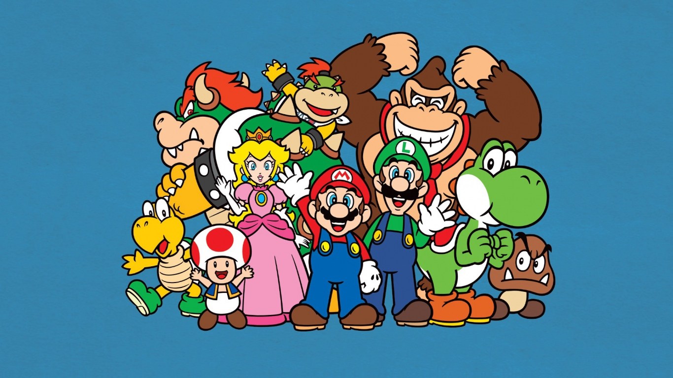 Hd Background Mario Bros Luigi Yoshi Princess Peach - Mario Bros , HD Wallpaper & Backgrounds
