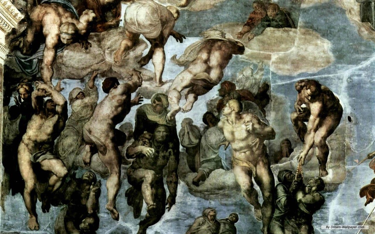 Famous Paintings - Michelangelo The Last Judgement Before Restoration , HD Wallpaper & Backgrounds