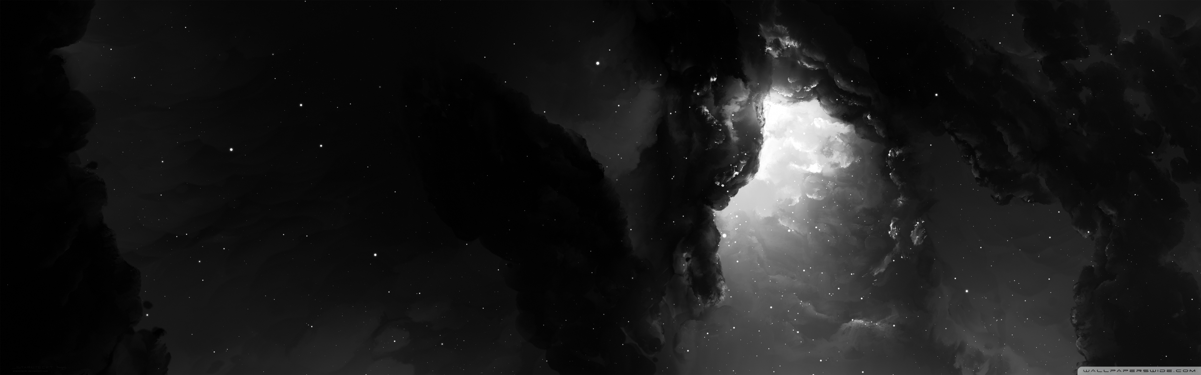 Dual Monitor Nebula Starkiteckt Â ¤ 4k Hd Desktop Wallpaper - Darkness , HD Wallpaper & Backgrounds