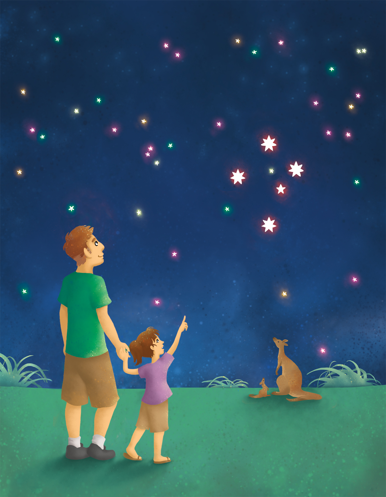Mobile Tablet Print Wallpaper - Cartoon Looking At Stars , HD Wallpaper & Backgrounds