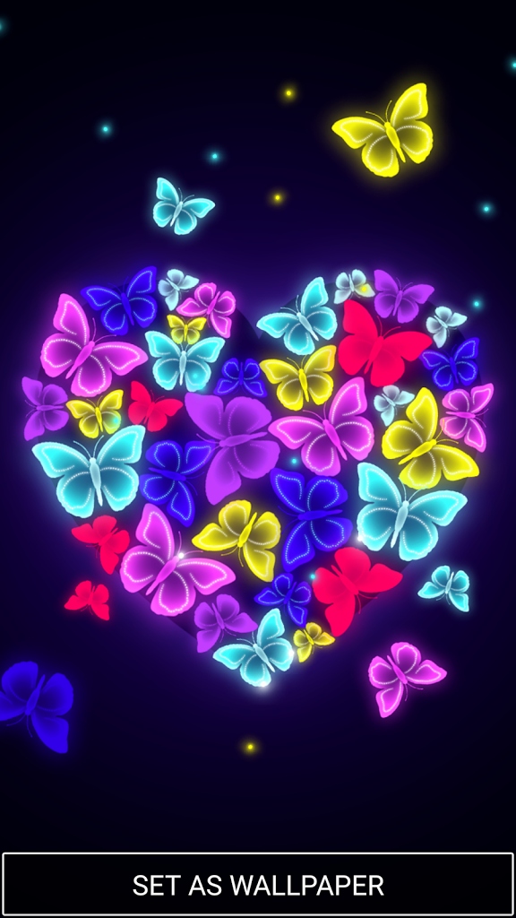 Free Heart Png Fresh Neon Butterfly Live Wallpaper - Neon Butterfly Wallpaper Hd , HD Wallpaper & Backgrounds