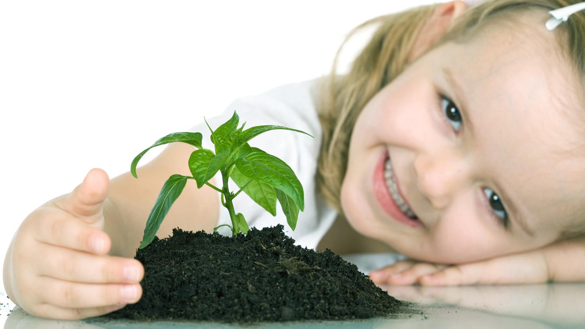 Cute Baby With Plant , HD Wallpaper & Backgrounds