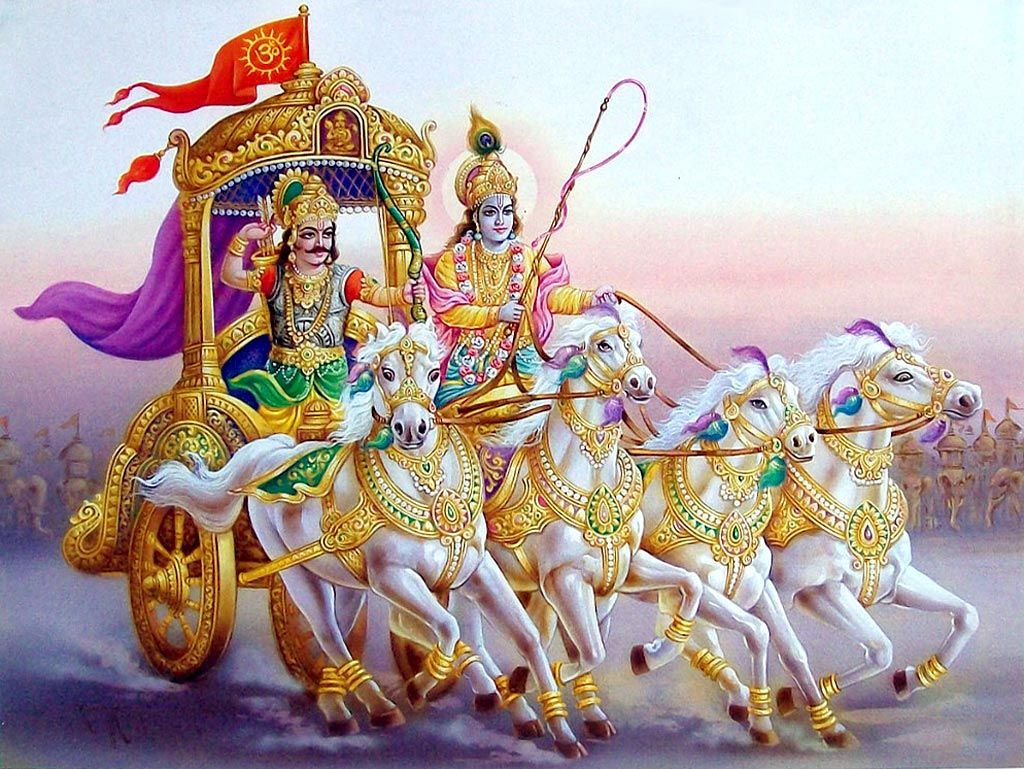 Krishna Arjun Wallpapers And Photos - Lord Krishna In Kurukshetra , HD Wallpaper & Backgrounds