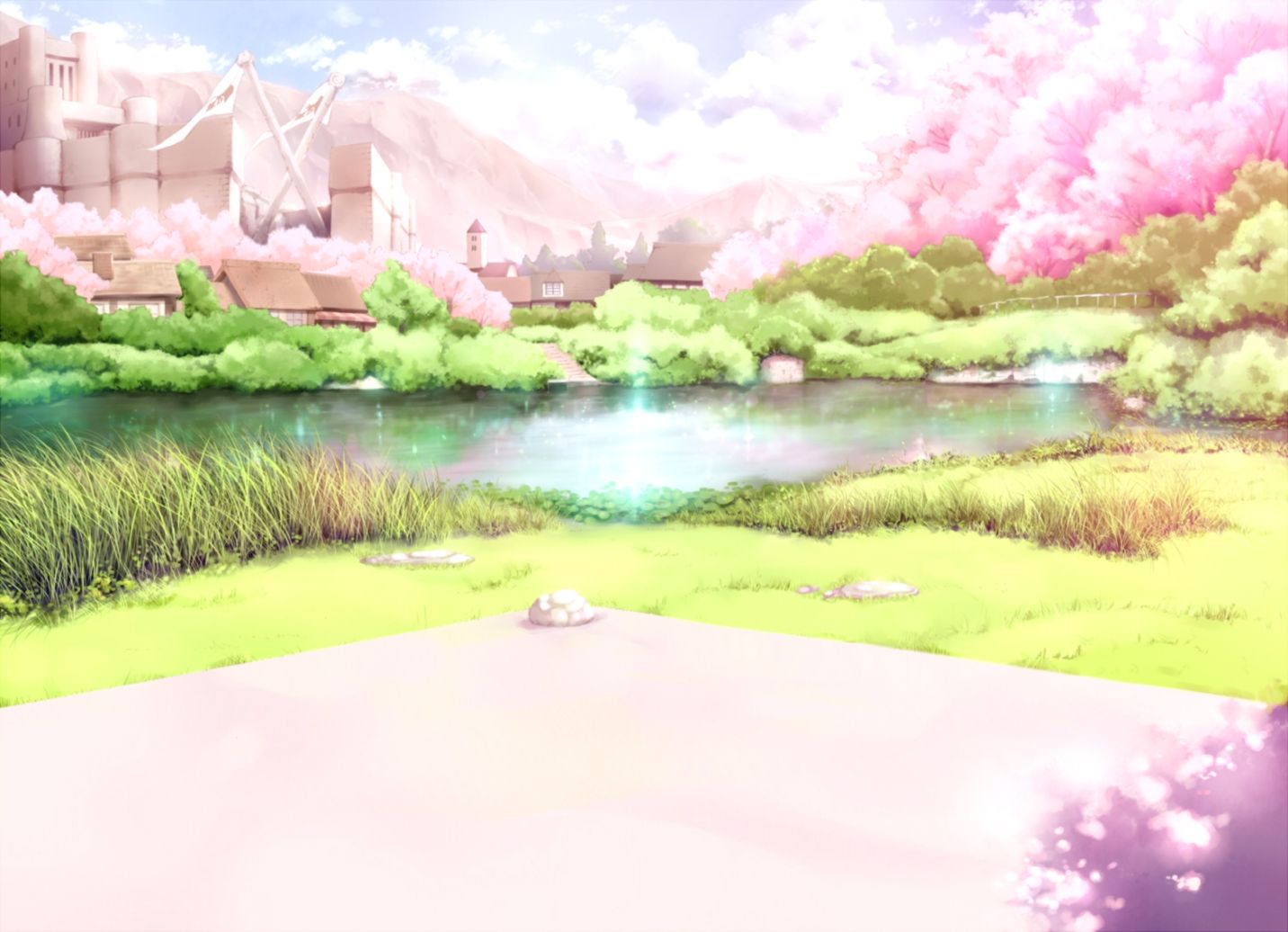Anime Cherry Blossoms Landscape Wallpapers Hd Desktop Cherry