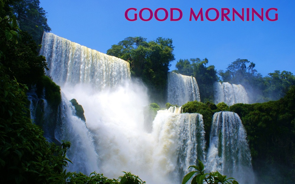 Good Morning Waterfall Nature Scenery Hd Wallpaper - Water Falls Good Morning , HD Wallpaper & Backgrounds