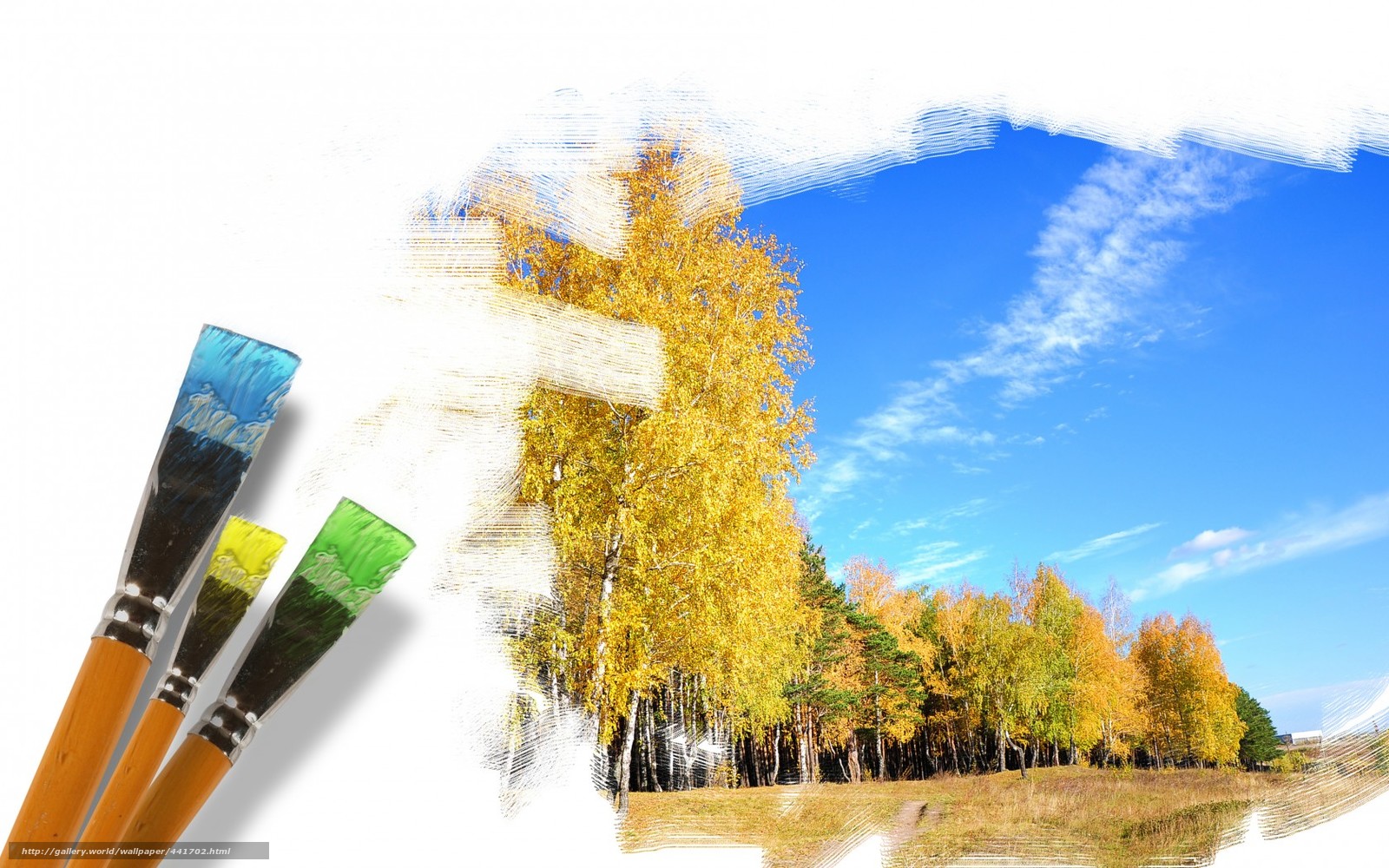 Download Wallpaper Indian Summer, Brush, Picture, Sky - Brush Landscape , HD Wallpaper & Backgrounds