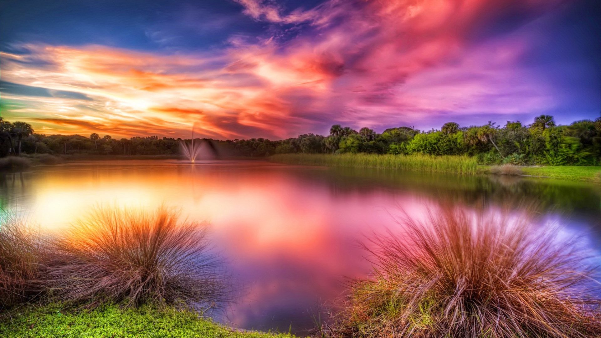 Sunset Vero Beach Colorful Grass Lake Glow Amazing - Vero Beach Sunsets , HD Wallpaper & Backgrounds