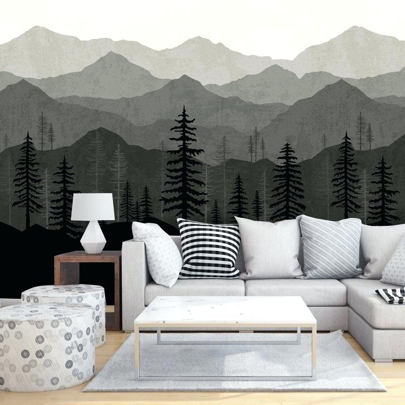 Black Mountain Removable Wallpaper Mural Forest Wall - Mountain Ombre Wall Mural , HD Wallpaper & Backgrounds