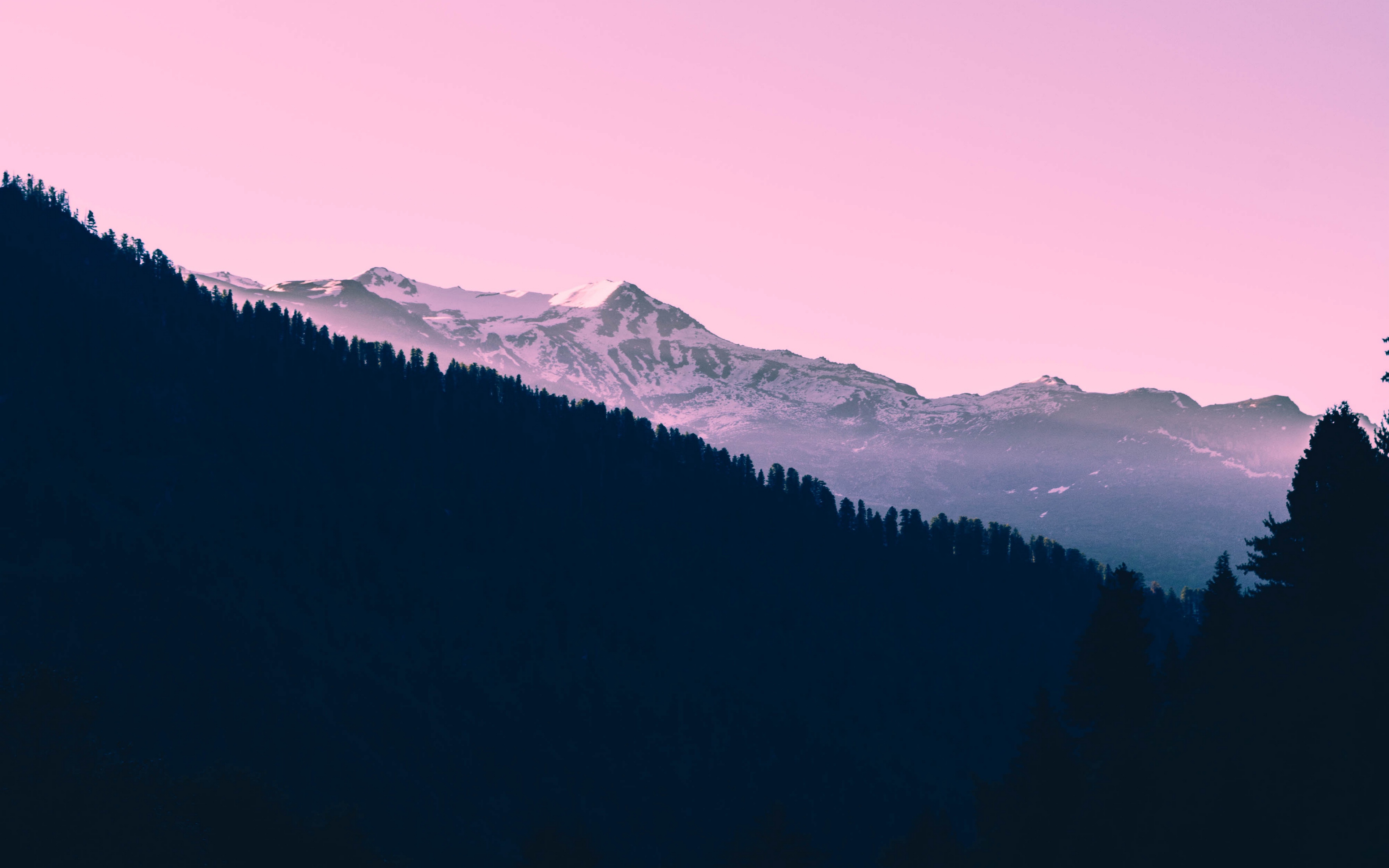 Wallpaper Mountains, Sunset, Trees, Sky, Pink - Hd Wallpaper Mountain Pink , HD Wallpaper & Backgrounds
