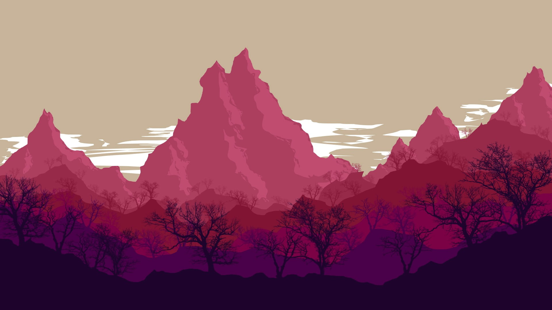 Pink Mountain Illustration Hd Wallpaper - Advance New Year Wishes 2019 , HD Wallpaper & Backgrounds