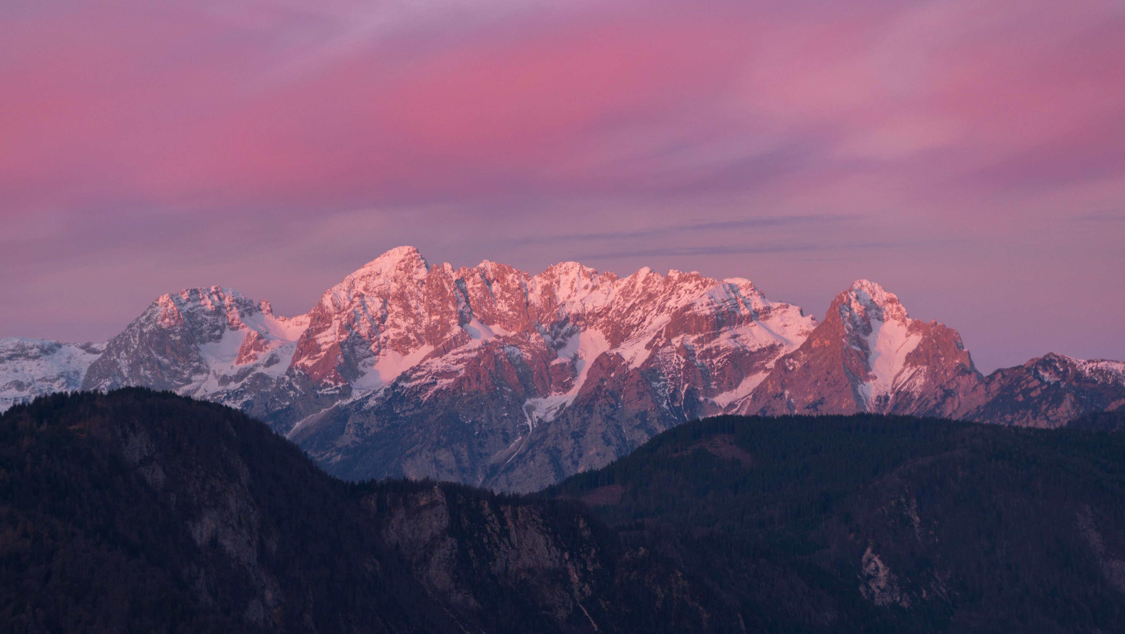 #3840x2167 Pink Sunrise In The Mountains 4k Wallpaper - Summit , HD Wallpaper & Backgrounds