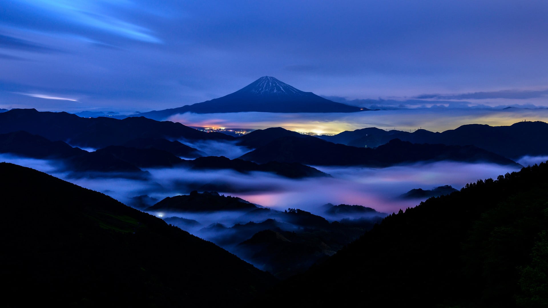 Silhouette Of Mountain, Nature, Landscape, Mountains, - Mount Fuji , HD Wallpaper & Backgrounds