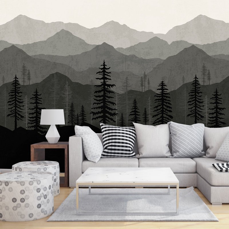 Black Mountain Removable Wallpaper - Mountain Ombre Wall Mural , HD Wallpaper & Backgrounds
