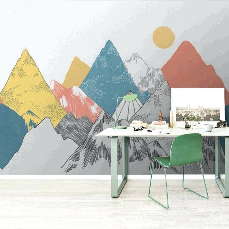 Geometric - Mountain Geometric Wall Painting , HD Wallpaper & Backgrounds