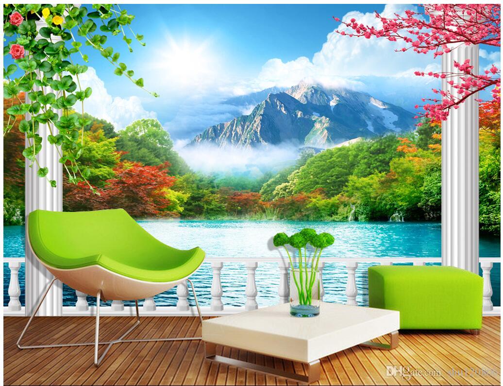 3d Room Wallpaper On A Wall Custom Photo Mural Mountain - انواع پوستر سه بعدی دیواری , HD Wallpaper & Backgrounds