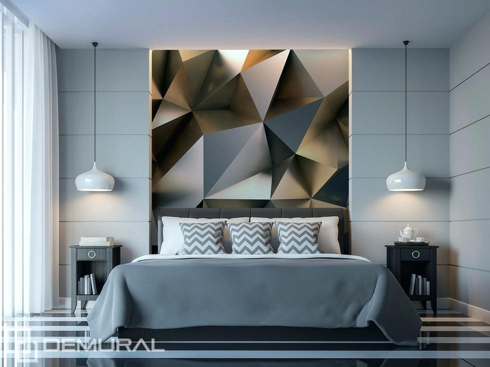 Wall Mural Bedroom The Geometric Mash Of Ecstasy Bedroom - Modern Bedroom Grey And White , HD Wallpaper & Backgrounds