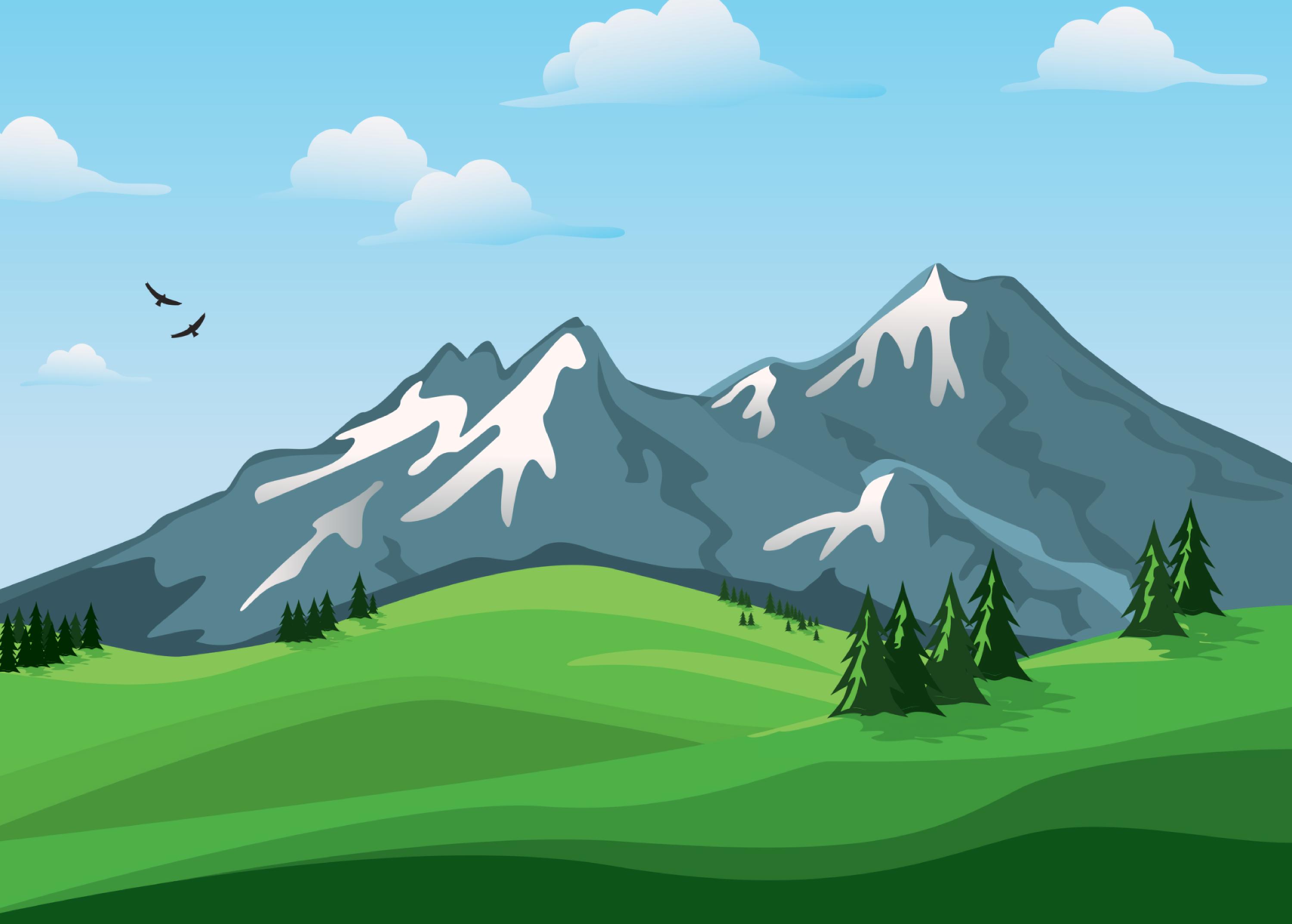 Mountains, Vector, Landscape, Nature - Vector Landscape , HD Wallpaper & Backgrounds