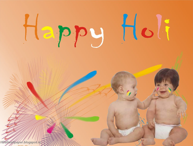 Happy Holi Wishes Two Cute Child Fresh 3d Wallpaper - Happy Holi Cute Baby , HD Wallpaper & Backgrounds