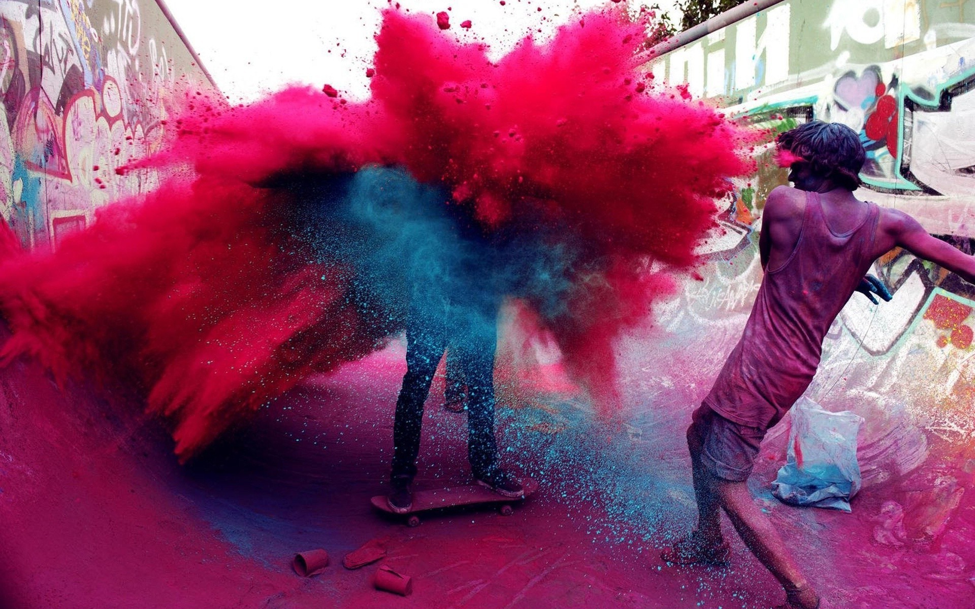 Holi India Culture Skateboarding Skates Colorful Wallpaper - Holi Background Wallpapers Hd , HD Wallpaper & Backgrounds