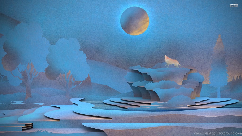Wolf Howlin At The Blue Moon Wallpapers » Walldevil - Tengami Art Styles , HD Wallpaper & Backgrounds