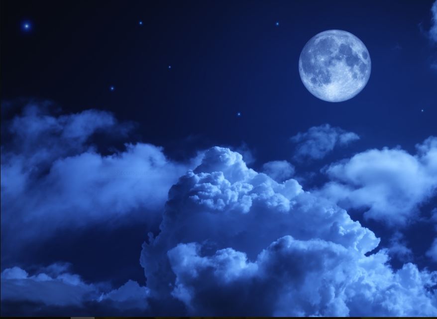 Blue Moon Night Sky Wallpaper - Cloud Sky Night Moon , HD Wallpaper & Backgrounds