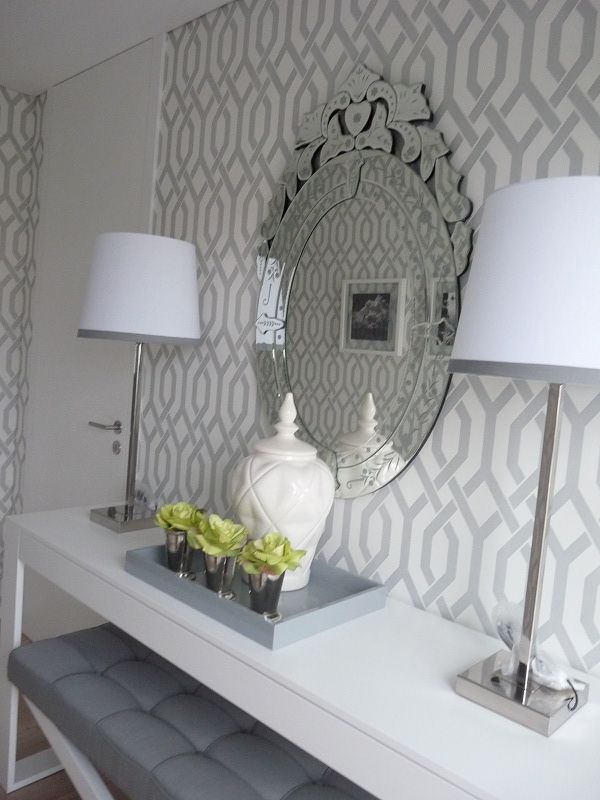 Grey And White Trellis Wallpaper Foyer - Grey And White Trellis , HD Wallpaper & Backgrounds