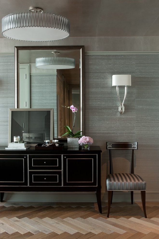 Wallpaper Foyer Entry Contemporary With Sconce Geometric - Cabinetry , HD Wallpaper & Backgrounds