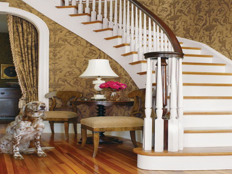 Classic Foyer Wallpaper Ideas - Foyers Decorating Traditional Home , HD Wallpaper & Backgrounds