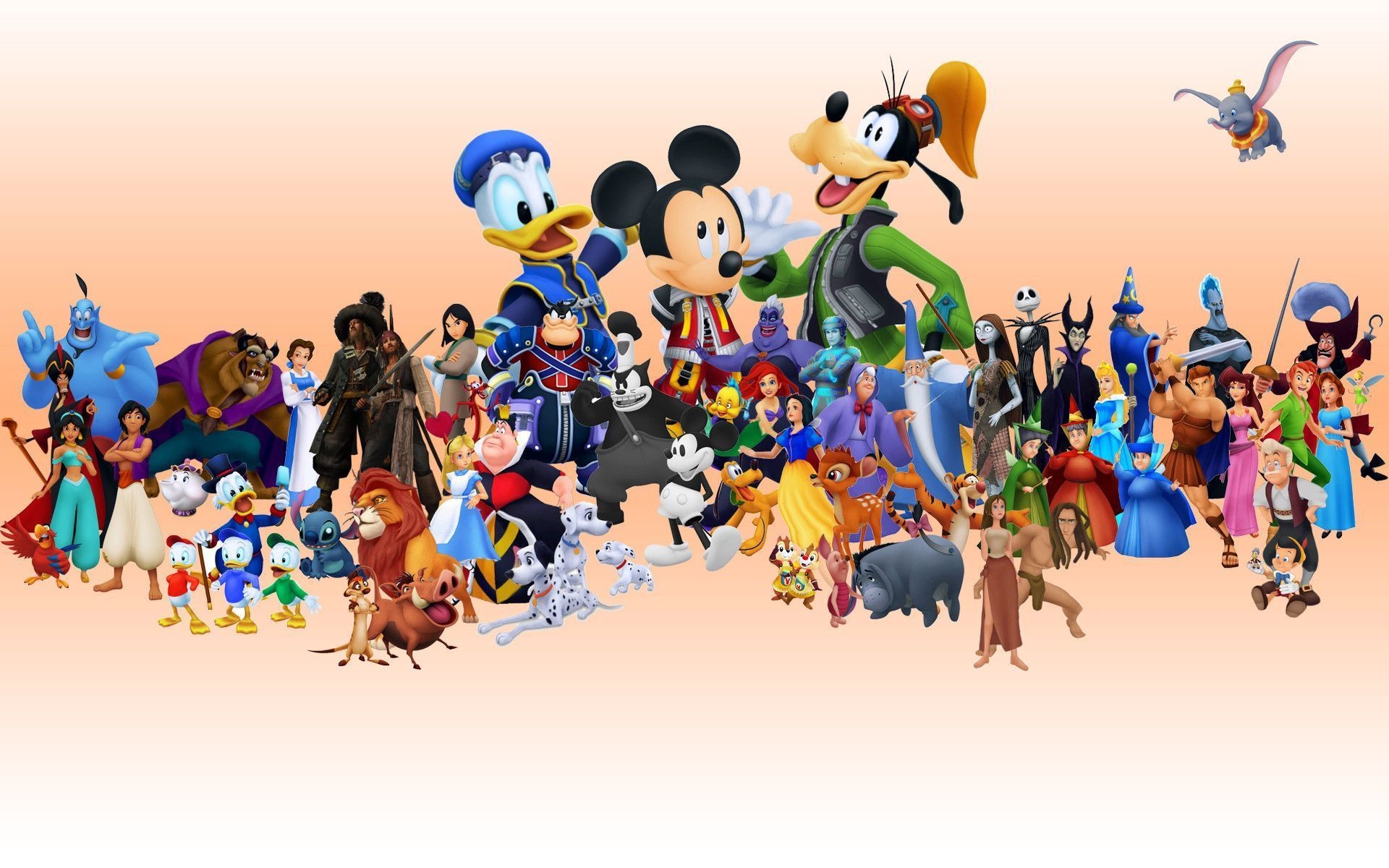 All Disney Characters Hd Wallpaper 1080p - Kingdom Hearts Disney Characters , HD Wallpaper & Backgrounds