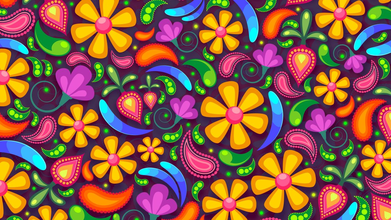 Floral, Colorful, Design, Pattern, Flowers, Girly, , HD Wallpaper & Backgrounds