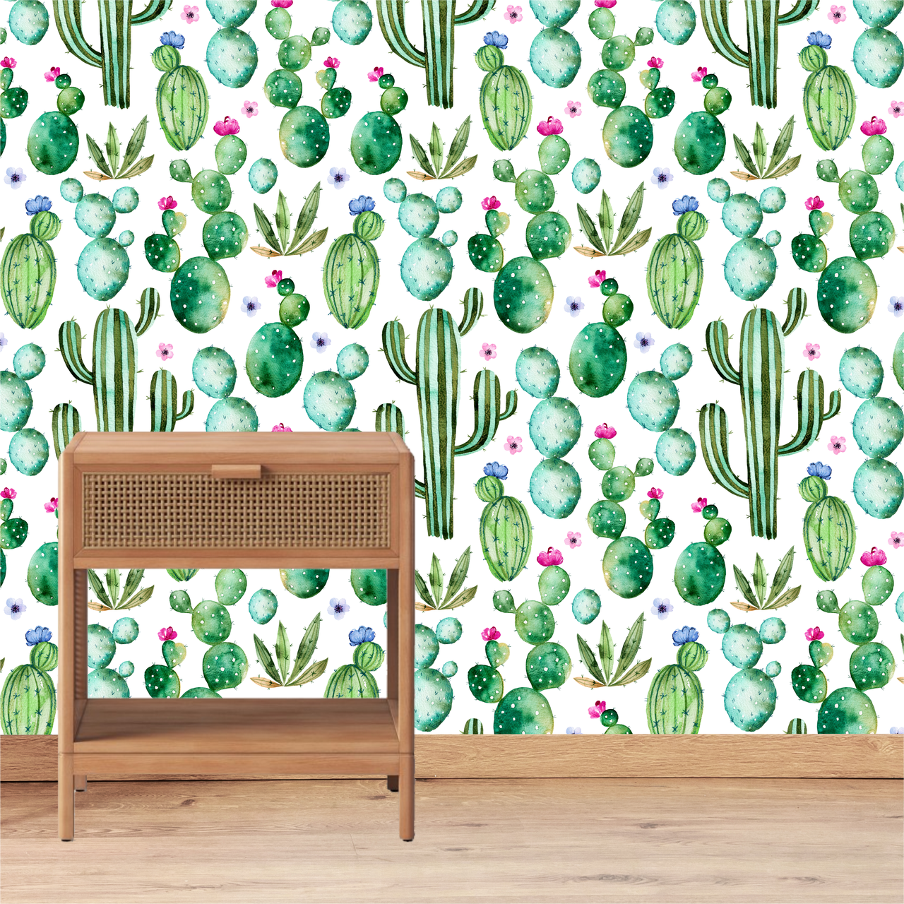 Cute Cactus Wallpaper, Cactus Wall Mural, Removable - Cactus And Sunflower Background , HD Wallpaper & Backgrounds