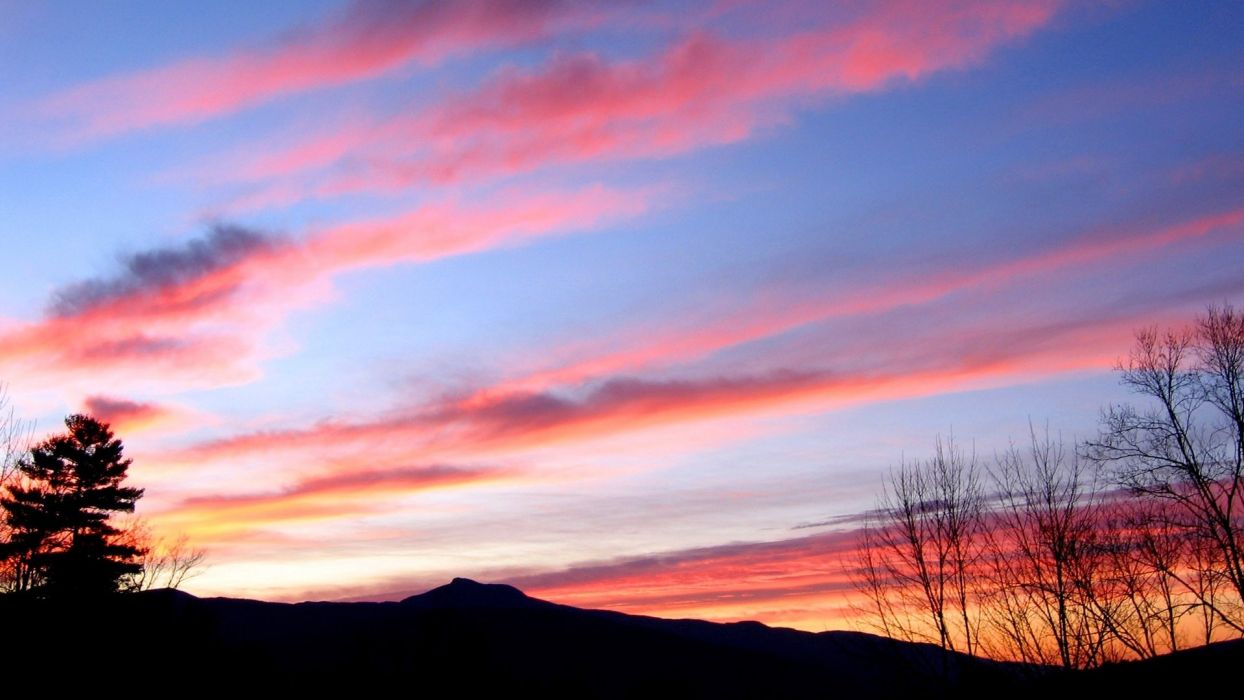 Orange Sky Clouds & Farm Field Desktop Pc And Mac Wallpaper - Orange Pink Sunset Sky , HD Wallpaper & Backgrounds