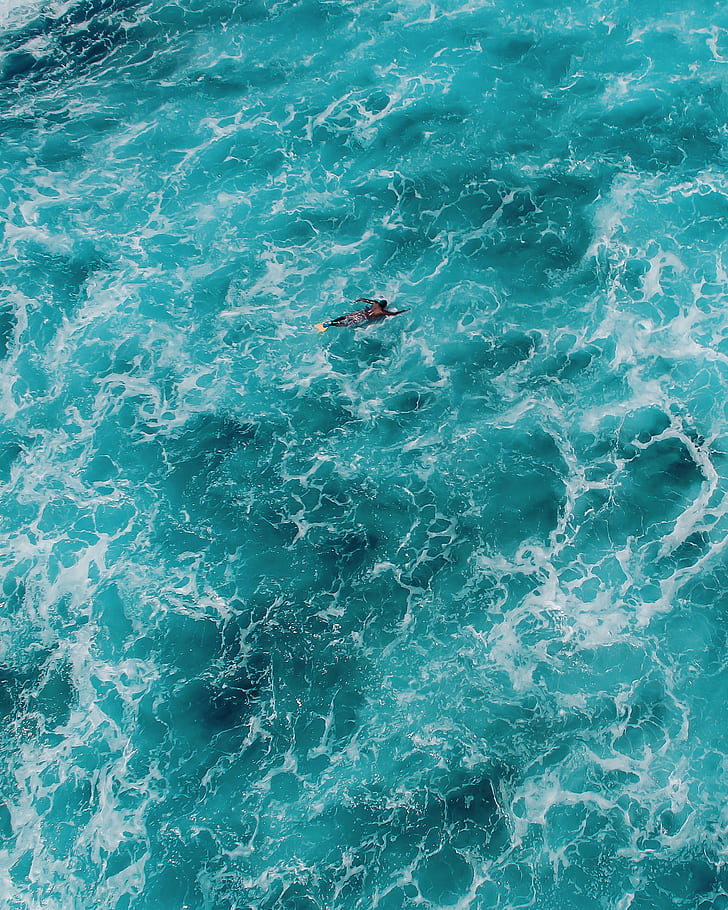 Wallpaper For Your Phone, Person Swimming In Body Of - Choppy Ocean From Above , HD Wallpaper & Backgrounds