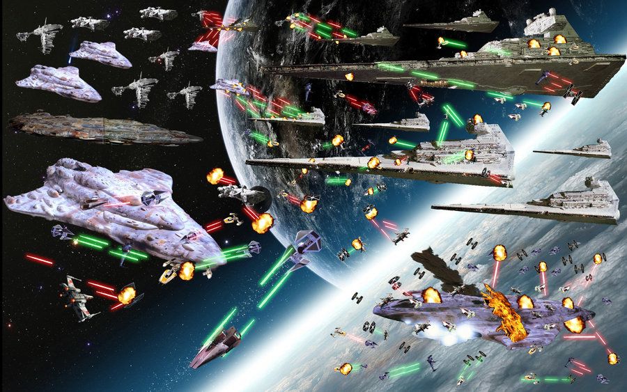 Star Wars Space Battle Wallpaper - Star Wars Space Fights , HD Wallpaper & Backgrounds