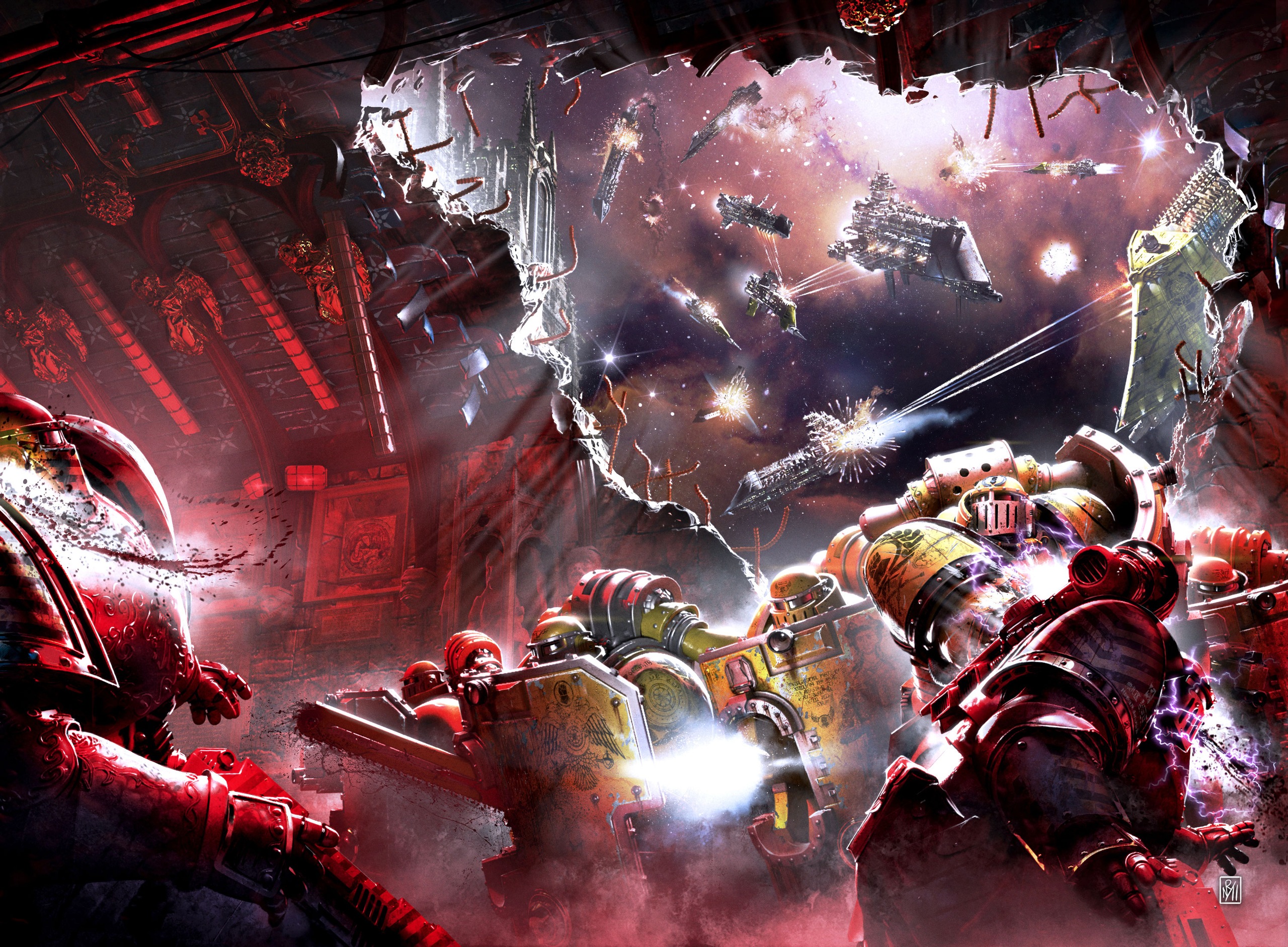 Warhammer 40k Space Battle Wallpaper - Shadows Of Treachery , HD Wallpaper & Backgrounds