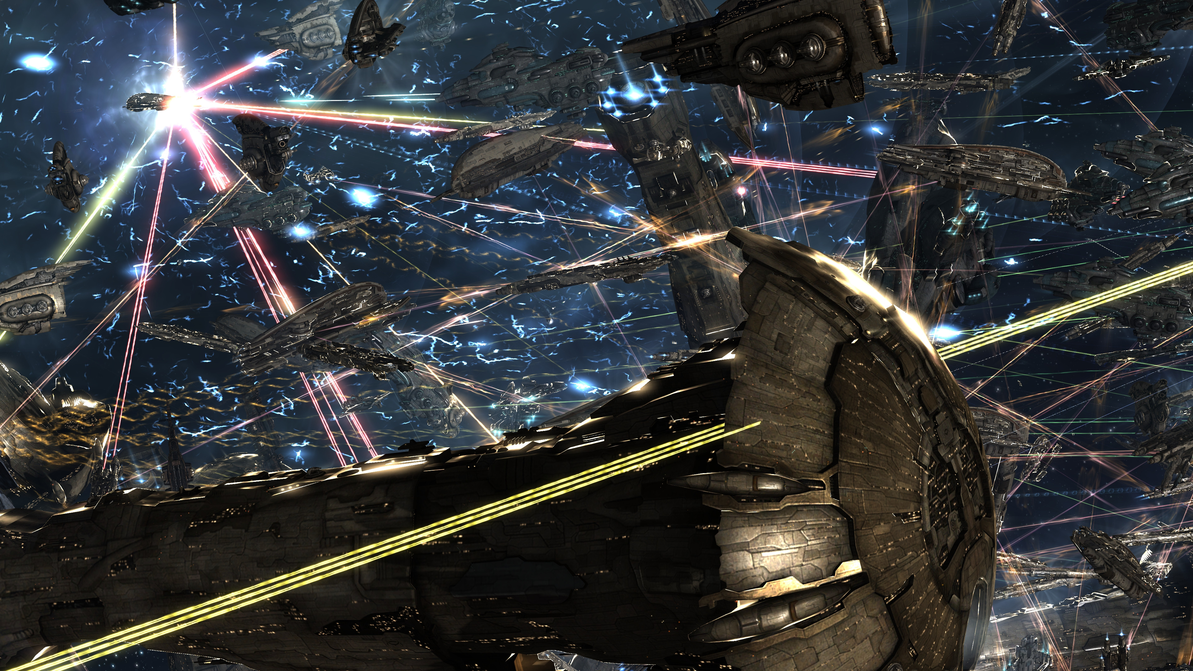 Space Battle Wallpaper - Eve Online Battle , HD Wallpaper & Backgrounds