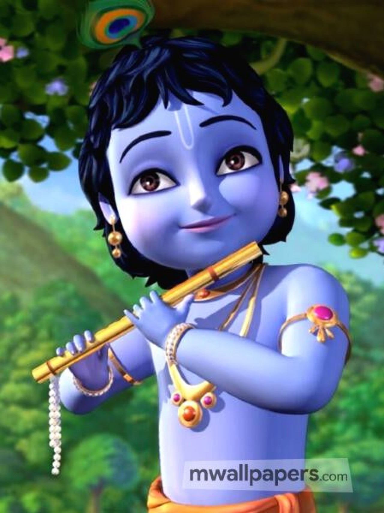 Little Krishna Cute Android/iphone Wallpaper - Krishna Cartoon Image Hd , HD Wallpaper & Backgrounds