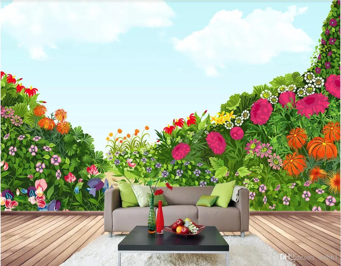 3d Wallpaper Custom Photo Hand Painted Flowers Nature - Painting , HD Wallpaper & Backgrounds
