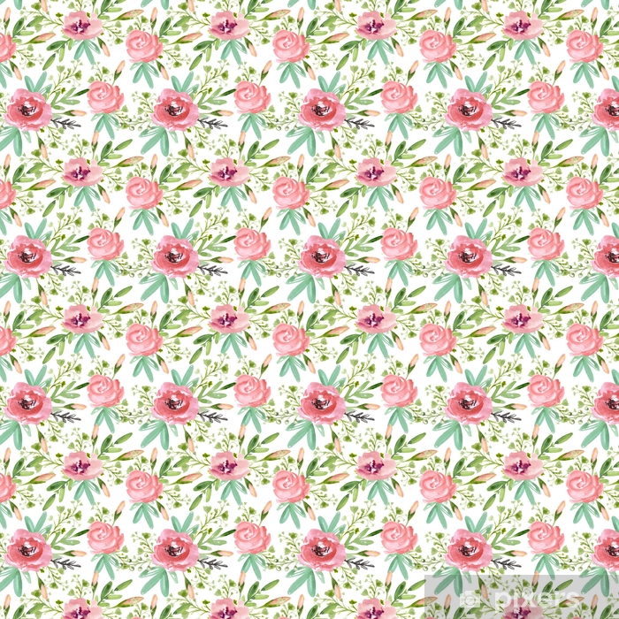 Seamless Floral Pattern With Pink Flowers On A White - Motif , HD Wallpaper & Backgrounds