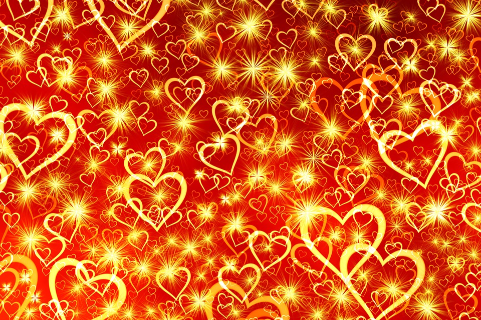 Pattern, Ornament, Wallpaper, Texture, Heart, Love - Fundo Dourado Com Vermelho , HD Wallpaper & Backgrounds