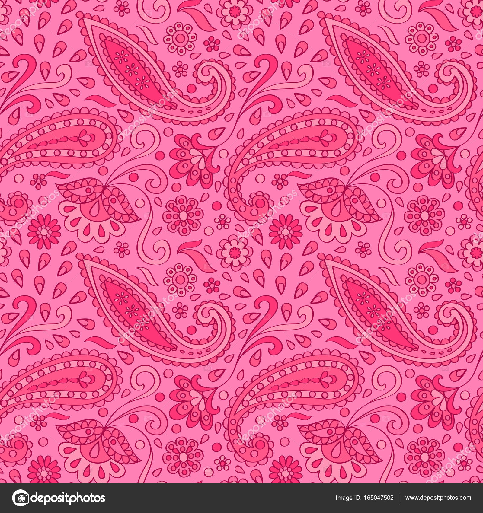 Pink Paisley Outline Seamless Pattern - Wallpaper , HD Wallpaper & Backgrounds