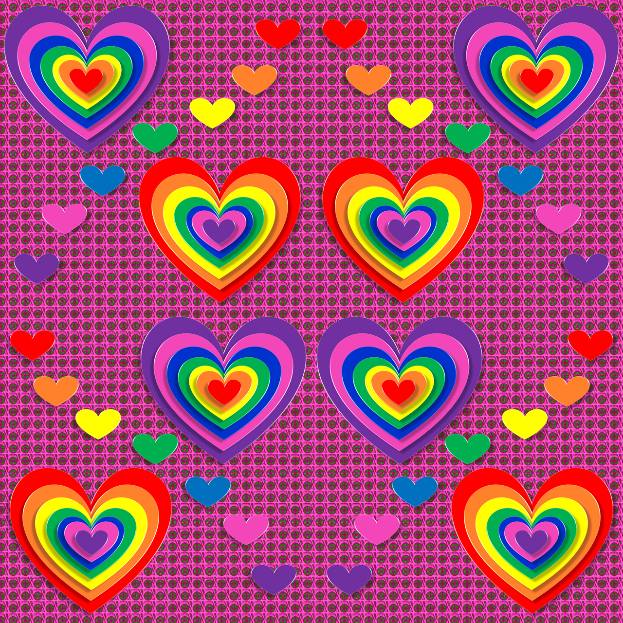 Rainbow Love Hearts Pattern - Heart , HD Wallpaper & Backgrounds