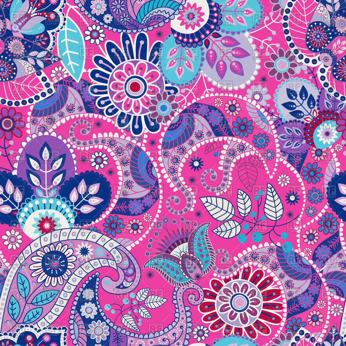 Paisley Seamless Pattern With Flowers Vector Image - Pink And Purple Paisley , HD Wallpaper & Backgrounds
