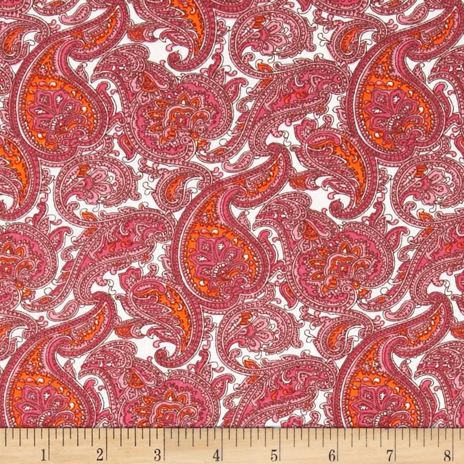 Dots And More Paisley Pink/orange Fabric - Orange And Pink Paisley , HD Wallpaper & Backgrounds