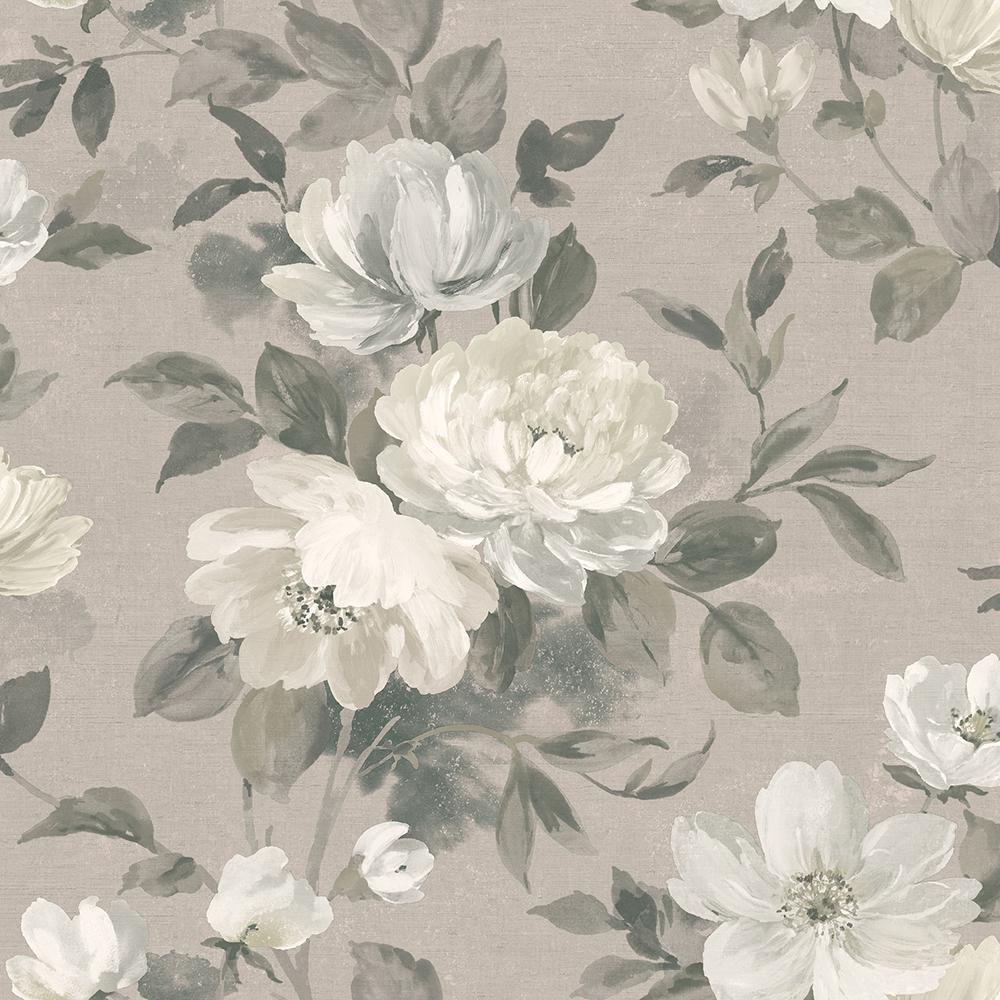 Wall Vision Peony Light Grey Floral Wallpaper Sample - Grey Floral , HD Wallpaper & Backgrounds